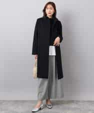 F1UAD58380 MK MICHEL KLEIN(小さいサイズ)(メゾン ドゥ サンク) 【小さいサイズ】SUPER100'sウール スタンドカラーロングコート ブラック