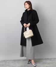 F1UAD58380 MK MICHEL KLEIN(小さいサイズ)(メゾン ドゥ サンク) 【小さいサイズ】SUPER100'sウール スタンドカラーロングコート ブラック