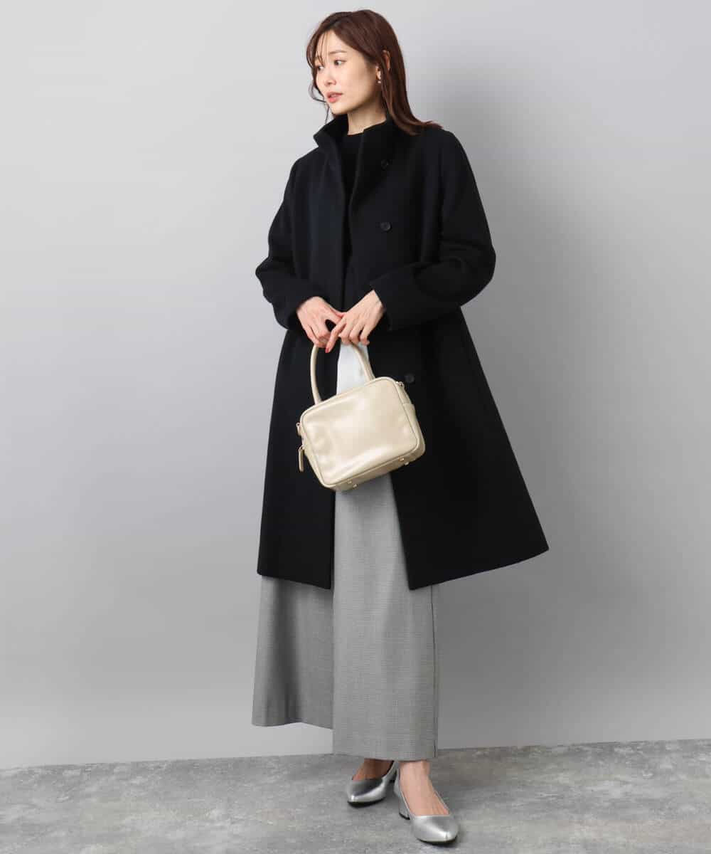 F1UAD58380 MK MICHEL KLEIN(小さいサイズ)(メゾン ドゥ サンク) 【小さいサイズ】SUPER100'sウール スタンドカラーロングコート ブラック