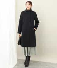 F1UAD58380 MK MICHEL KLEIN(小さいサイズ)(メゾン ドゥ サンク) 【小さいサイズ】SUPER100'sウール スタンドカラーロングコート ブラック