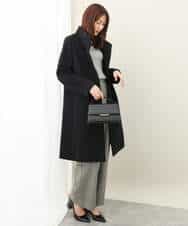 F1UAD58380 MK MICHEL KLEIN(小さいサイズ)(メゾン ドゥ サンク) 【小さいサイズ】SUPER100'sウール スタンドカラーロングコート ブラック