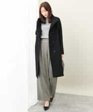 F1UAD58380 MK MICHEL KLEIN(小さいサイズ)(メゾン ドゥ サンク) 【小さいサイズ】SUPER100'sウール スタンドカラーロングコート ブラック