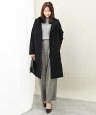 F1UAD58380 MK MICHEL KLEIN(小さいサイズ)(メゾン ドゥ サンク) 【小さいサイズ】SUPER100'sウール スタンドカラーロングコート ブラック