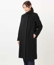 F1UAD58380 MK MICHEL KLEIN(小さいサイズ)(メゾン ドゥ サンク) 【小さいサイズ】SUPER100'sウール スタンドカラーロングコート ブラック