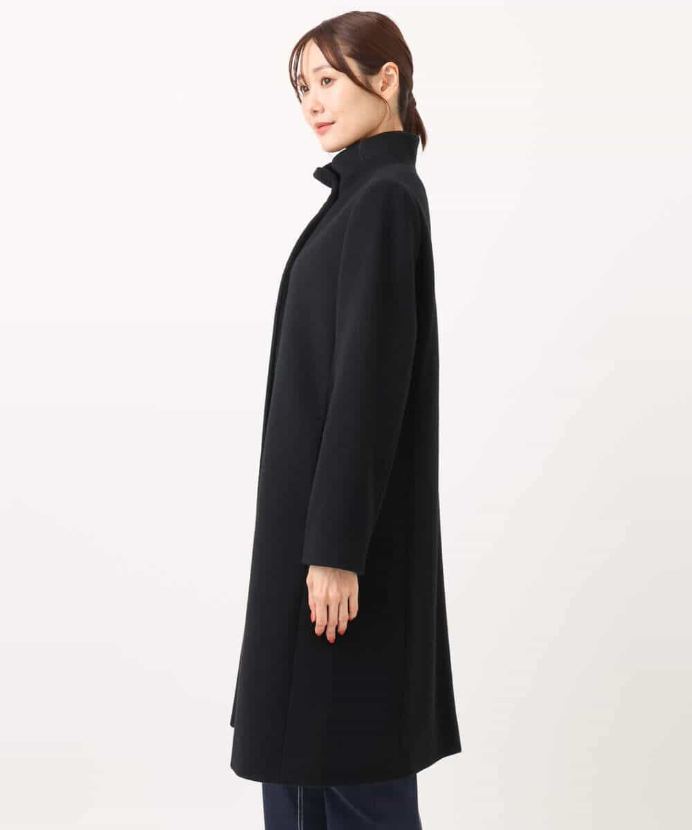 F1UAD58380 MK MICHEL KLEIN(小さいサイズ)(メゾン ドゥ サンク) 【小さいサイズ】SUPER100'sウール スタンドカラーロングコート ブラック