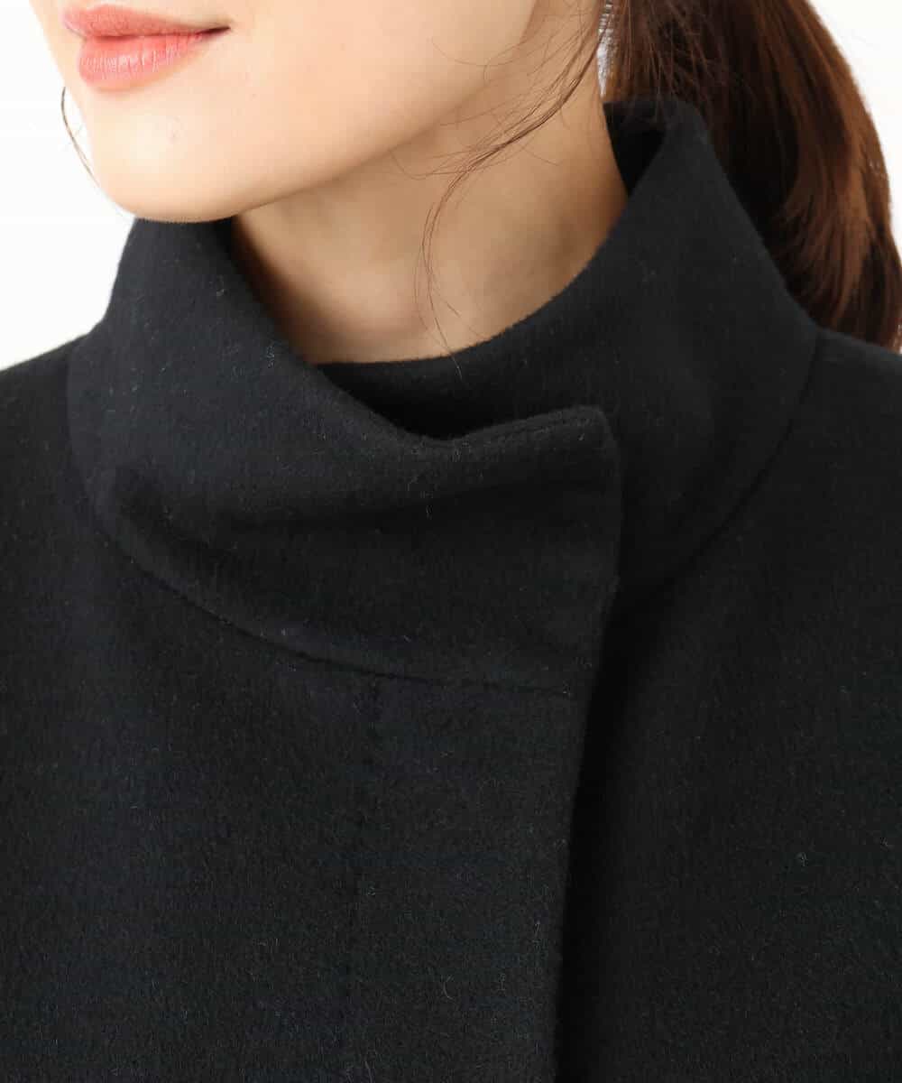 F1UAD58380 MK MICHEL KLEIN(小さいサイズ)(メゾン ドゥ サンク) 【小さいサイズ】SUPER100'sウール スタンドカラーロングコート ブラック