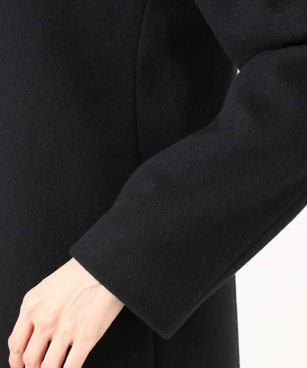 F1UAD58380 MK MICHEL KLEIN(小さいサイズ)(メゾン ドゥ サンク) 【小さいサイズ】SUPER100'sウール スタンドカラーロングコート ブラック