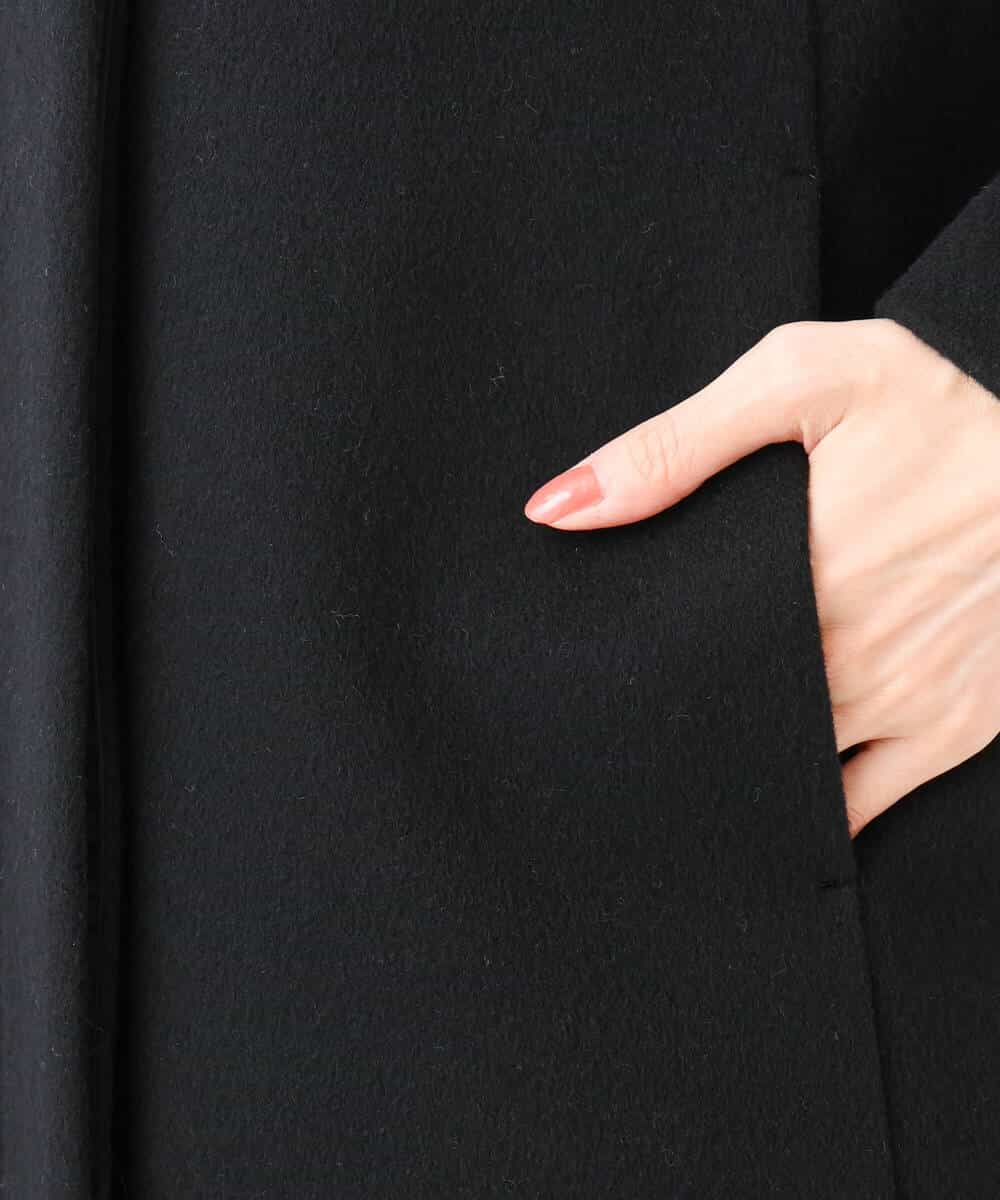 F1UAD58380 MK MICHEL KLEIN(小さいサイズ)(メゾン ドゥ サンク) 【小さいサイズ】SUPER100'sウール スタンドカラーロングコート ブラック