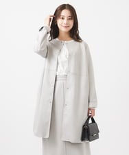 F1VAA32220 MK MICHEL KLEIN(小さいサイズ)(メゾン ドゥ サンク) 【小さいサイズ】フェイクスウェードノーカラーコート/洗える ミント