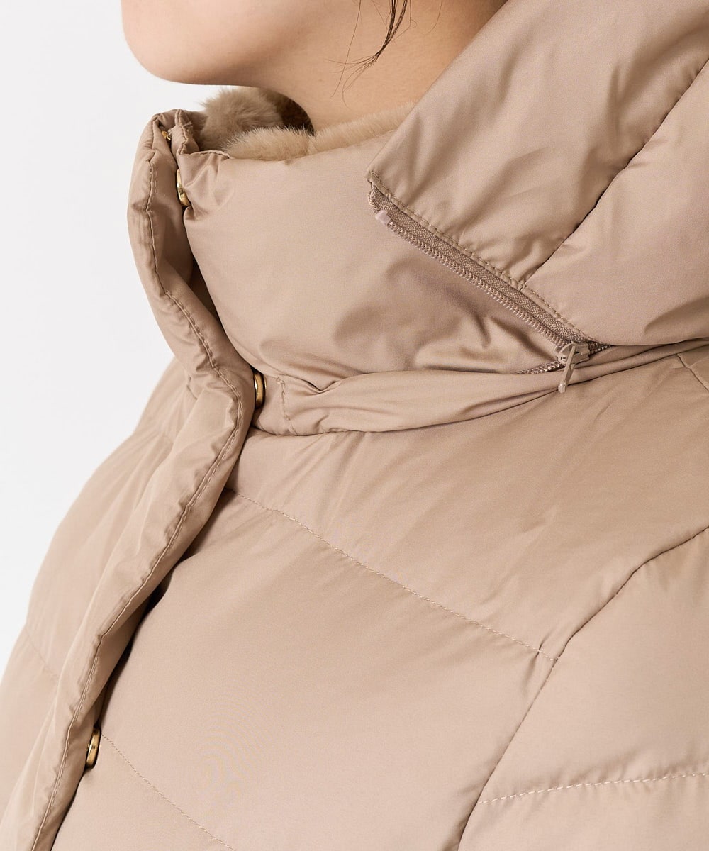 F1VAA50350 MK MICHEL KLEIN(小さいサイズ)(メゾン ドゥ サンク) 【小さいサイズ】ベーシックタフタロングダウンコート(新色追加) ベージュ