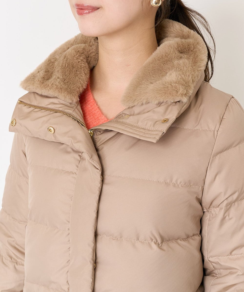F1VAA50350 MK MICHEL KLEIN(小さいサイズ)(メゾン ドゥ サンク) 【小さいサイズ】ベーシックタフタロングダウンコート(新色追加) ベージュ