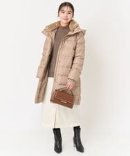 F1VAA50350 MK MICHEL KLEIN(小さいサイズ)(メゾン ドゥ サンク) 【小さいサイズ】ベーシックタフタロングダウンコート(新色追加) ベージュ