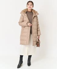 F1VAA50350 MK MICHEL KLEIN(小さいサイズ)(メゾン ドゥ サンク) 【小さいサイズ】ベーシックタフタロングダウンコート(新色追加) ベージュ