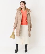 F1VAA50350 MK MICHEL KLEIN(小さいサイズ)(メゾン ドゥ サンク) 【小さいサイズ】ベーシックタフタロングダウンコート(新色追加) ベージュ