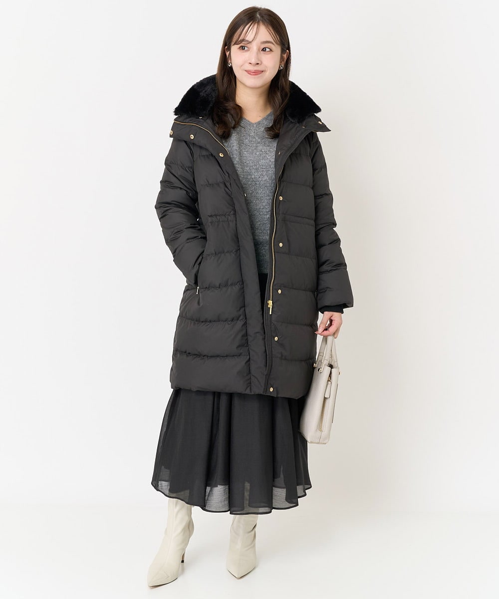 F1VAA50350 MK MICHEL KLEIN(小さいサイズ)(メゾン ドゥ サンク) 【小さいサイズ】ベーシックタフタロングダウンコート(新色追加) ベージュ
