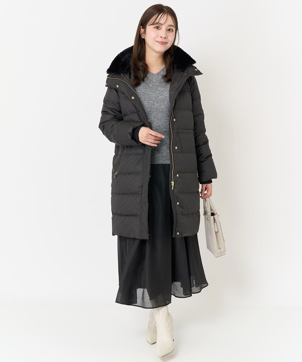 F1VAA50350 MK MICHEL KLEIN(小さいサイズ)(メゾン ドゥ サンク) 【小さいサイズ】ベーシックタフタロングダウンコート(新色追加) ベージュ