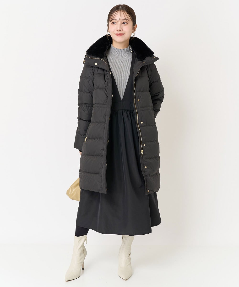 F1VAA50350 MK MICHEL KLEIN(小さいサイズ)(メゾン ドゥ サンク) 【小さいサイズ】ベーシックタフタロングダウンコート(新色追加) ベージュ