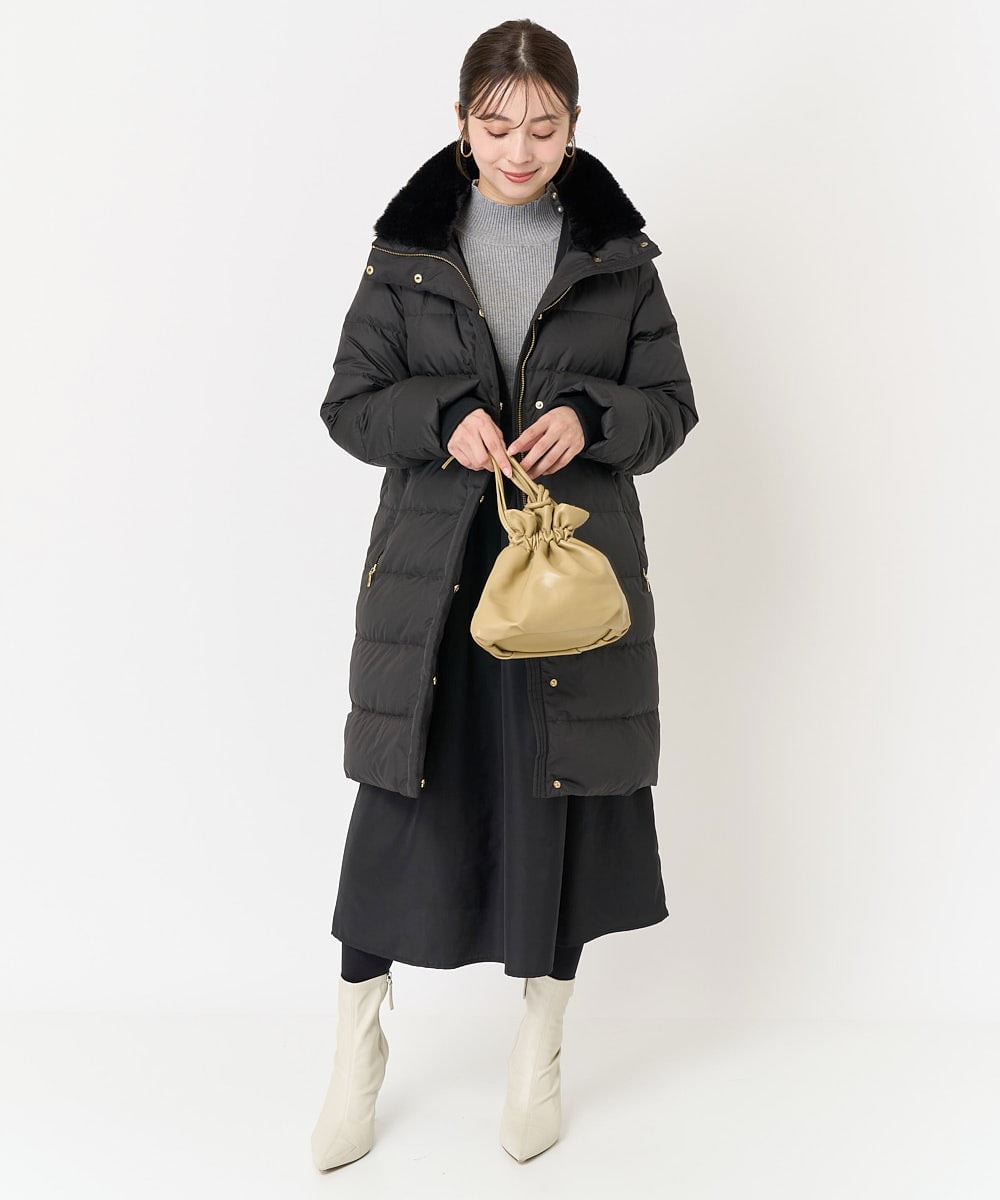 F1VAA50350 MK MICHEL KLEIN(小さいサイズ)(メゾン ドゥ サンク) 【小さいサイズ】ベーシックタフタロングダウンコート(新色追加) ベージュ
