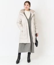 F1VAA50350 MK MICHEL KLEIN(小さいサイズ)(メゾン ドゥ サンク) 【小さいサイズ】ベーシックタフタロングダウンコート(新色追加) ベージュ