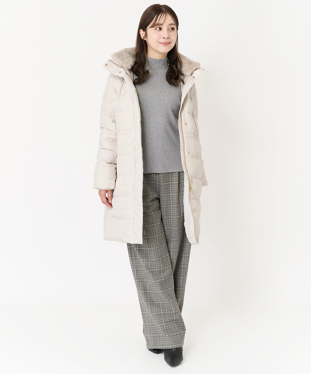 F1VAA50350 MK MICHEL KLEIN(小さいサイズ)(メゾン ドゥ サンク) 【小さいサイズ】ベーシックタフタロングダウンコート(新色追加) ベージュ
