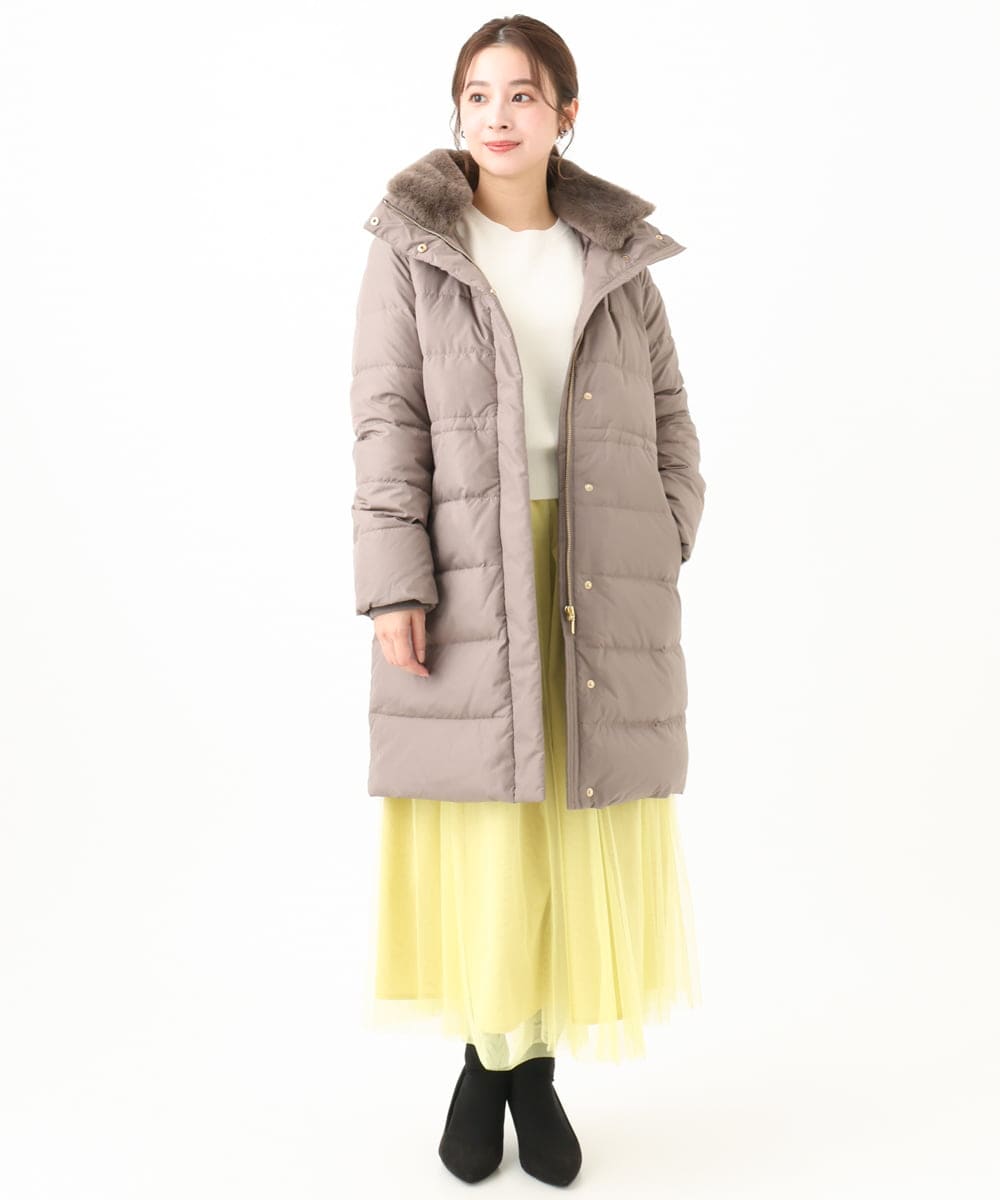 F1VAA50350 MK MICHEL KLEIN(小さいサイズ)(メゾン ドゥ サンク) 【小さいサイズ】ベーシックタフタロングダウンコート(新色追加) ベージュ