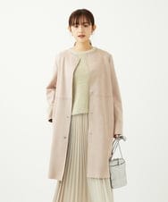 F1VAD32220 MK MICHEL KLEIN(小さいサイズ)(メゾン ドゥ サンク) 【小さいサイズ】フェイクスウェードノーカラーコート/洗える ピンク