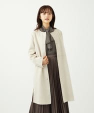 F1VAD32220 MK MICHEL KLEIN(小さいサイズ)(メゾン ドゥ サンク) 【小さいサイズ】フェイクスウェードノーカラーコート/洗える ベージュ