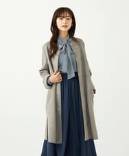 F1VAD32220 MK MICHEL KLEIN(小さいサイズ)(メゾン ドゥ サンク) 【小さいサイズ】フェイクスウェードノーカラーコート/洗える グレー