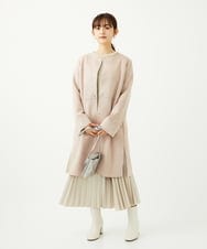 F1VAD32220 MK MICHEL KLEIN(小さいサイズ)(メゾン ドゥ サンク) 【小さいサイズ】フェイクスウェードノーカラーコート/洗える グレー