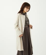 F1VAD32220 MK MICHEL KLEIN(小さいサイズ)(メゾン ドゥ サンク) 【小さいサイズ】フェイクスウェードノーカラーコート/洗える グレー