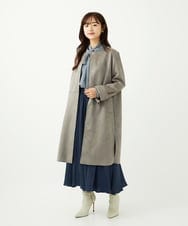 F1VAD32220 MK MICHEL KLEIN(小さいサイズ)(メゾン ドゥ サンク) 【小さいサイズ】フェイクスウェードノーカラーコート/洗える グレー