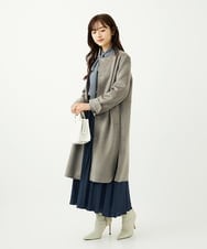 F1VAD32220 MK MICHEL KLEIN(小さいサイズ)(メゾン ドゥ サンク) 【小さいサイズ】フェイクスウェードノーカラーコート/洗える グレー