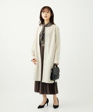 F1VAD32220 MK MICHEL KLEIN(小さいサイズ)(メゾン ドゥ サンク) 【小さいサイズ】フェイクスウェードノーカラーコート/洗える グレー