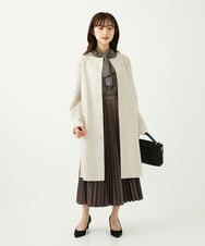 F1VAD32220 MK MICHEL KLEIN(小さいサイズ)(メゾン ドゥ サンク) 【小さいサイズ】フェイクスウェードノーカラーコート/洗える グレー