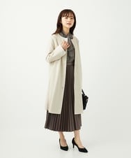 F1VAD32220 MK MICHEL KLEIN(小さいサイズ)(メゾン ドゥ サンク) 【小さいサイズ】フェイクスウェードノーカラーコート/洗える グレー