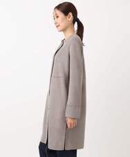 F1VAD32220 MK MICHEL KLEIN(小さいサイズ)(メゾン ドゥ サンク) 【小さいサイズ】フェイクスウェードノーカラーコート/洗える グレー