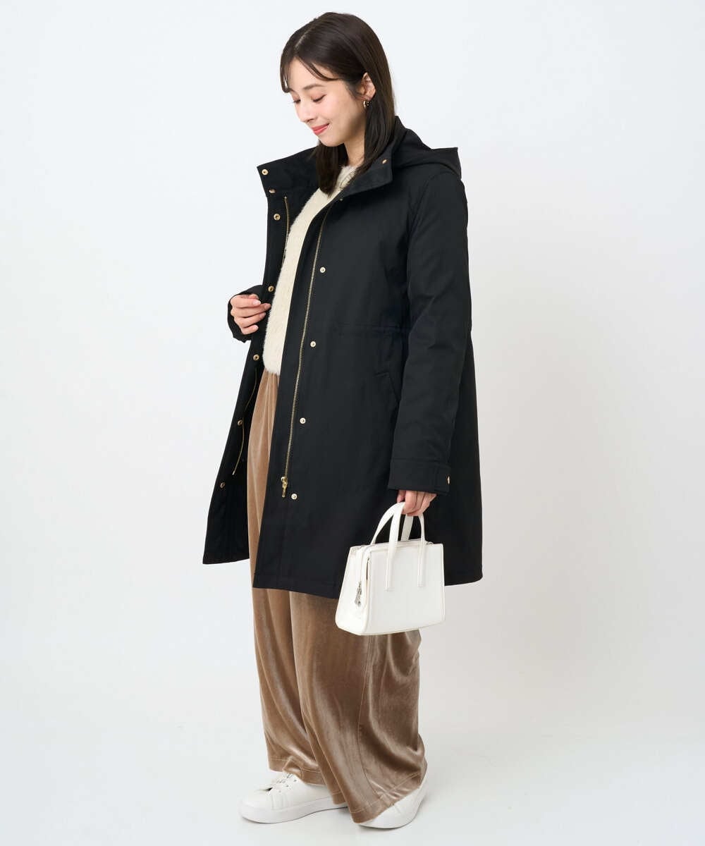 F1VAD42380 MK MICHEL KLEIN(小さいサイズ)(メゾン ドゥ サンク) 【小さいサイズ】ダウンライナー付きマルチwayモッズコート/撥水加工 モカ