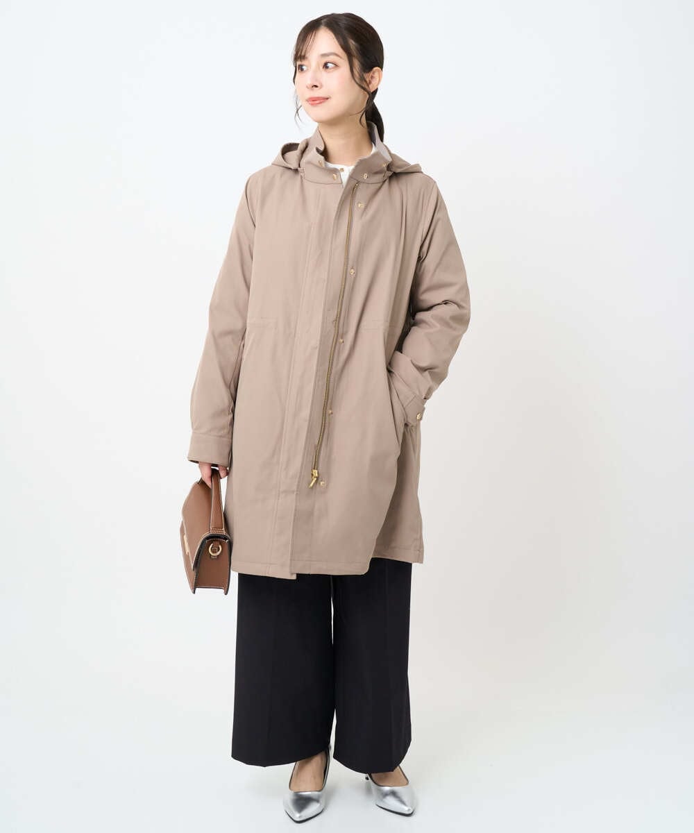 F1VAD42380 MK MICHEL KLEIN(小さいサイズ)(メゾン ドゥ サンク) 【小さいサイズ】ダウンライナー付きマルチwayモッズコート/撥水加工 モカ