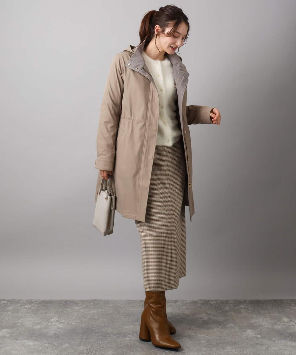 F1VAD42380 MK MICHEL KLEIN(小さいサイズ)(メゾン ドゥ サンク) 【小さいサイズ】ダウンライナー付きマルチwayモッズコート/撥水加工 ライトグレー