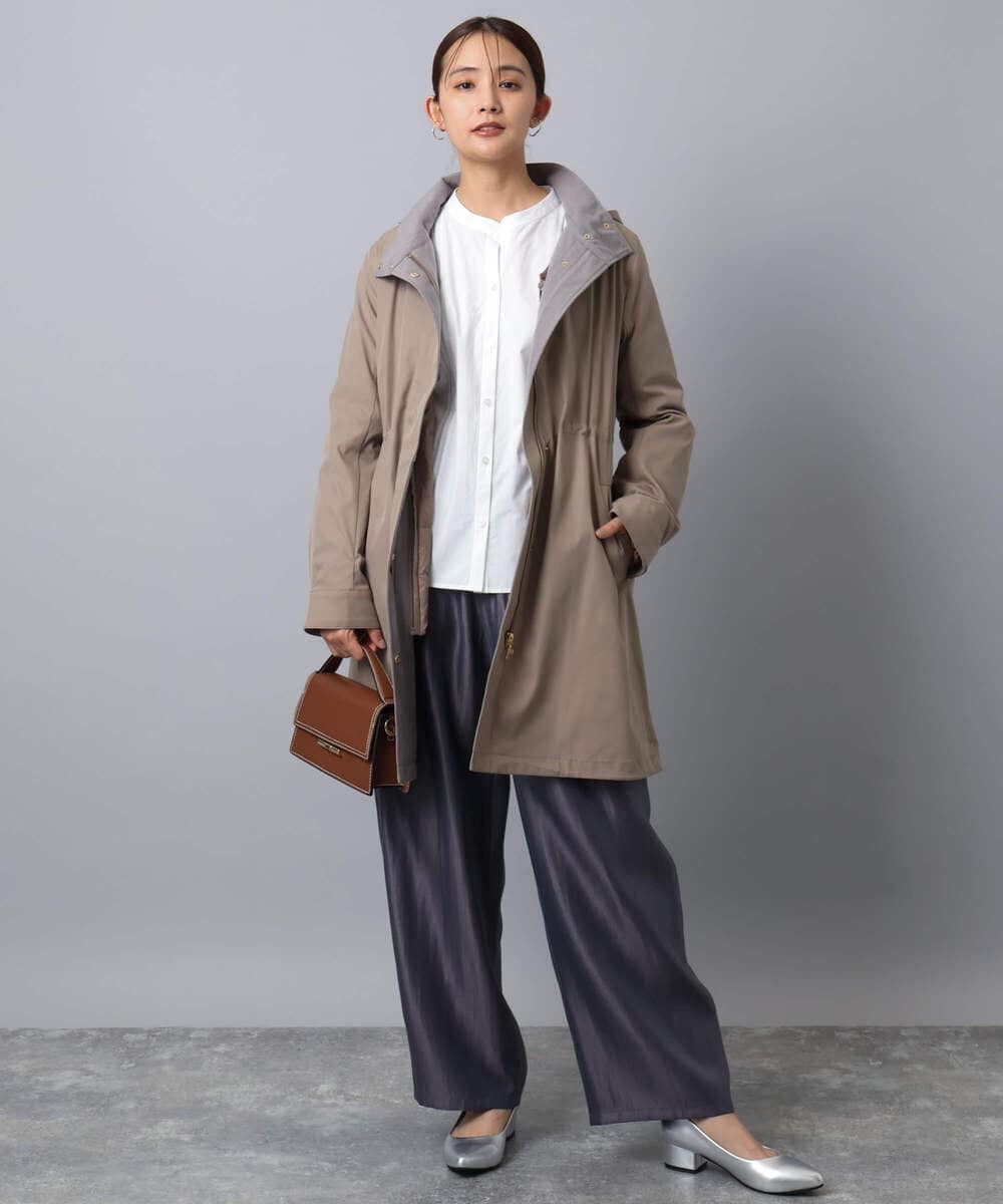 F1VAD42380 MK MICHEL KLEIN(小さいサイズ)(メゾン ドゥ サンク) 【小さいサイズ】ダウンライナー付きマルチwayモッズコート/撥水加工 ライトグレー