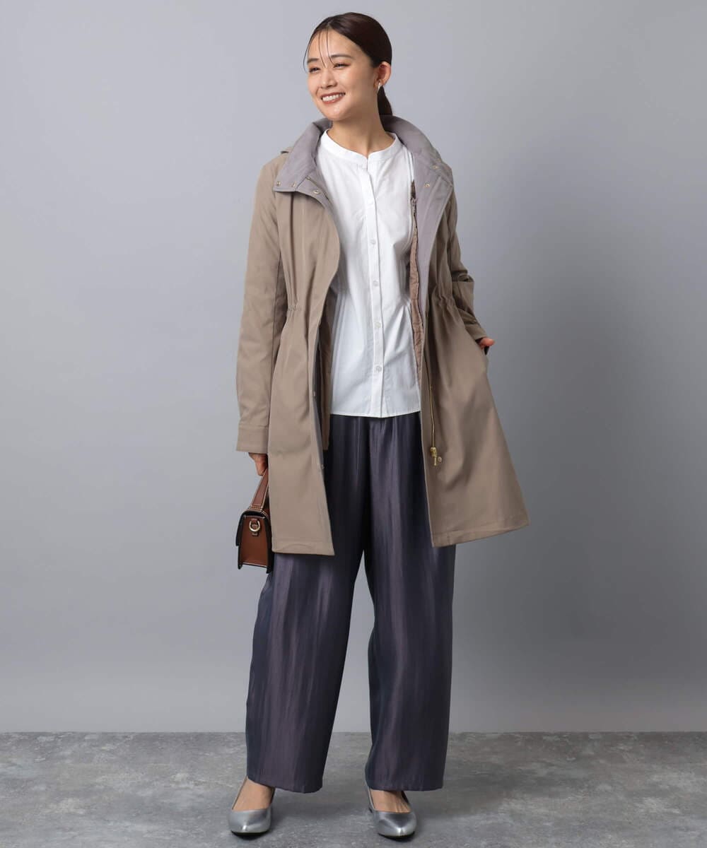 F1VAD42380 MK MICHEL KLEIN(小さいサイズ)(メゾン ドゥ サンク) 【小さいサイズ】ダウンライナー付きマルチwayモッズコート/撥水加工 ライトグレー
