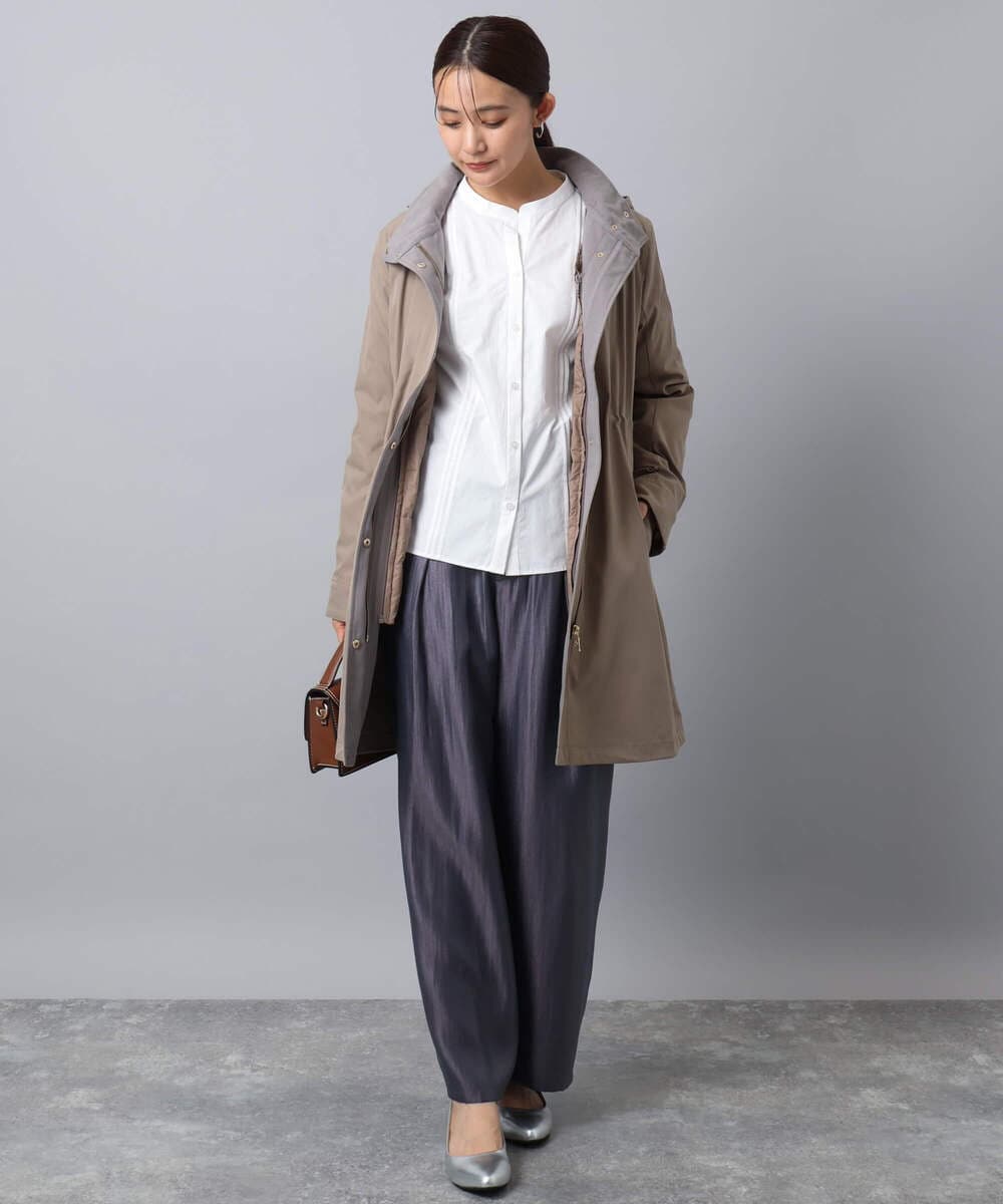 F1VAD42380 MK MICHEL KLEIN(小さいサイズ)(メゾン ドゥ サンク) 【小さいサイズ】ダウンライナー付きマルチwayモッズコート/撥水加工 ライトグレー