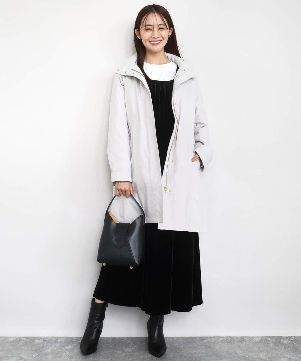 F1VAD42380 MK MICHEL KLEIN(小さいサイズ)(メゾン ドゥ サンク) 【小さいサイズ】ダウンライナー付きマルチwayモッズコート/撥水加工 ライトグレー