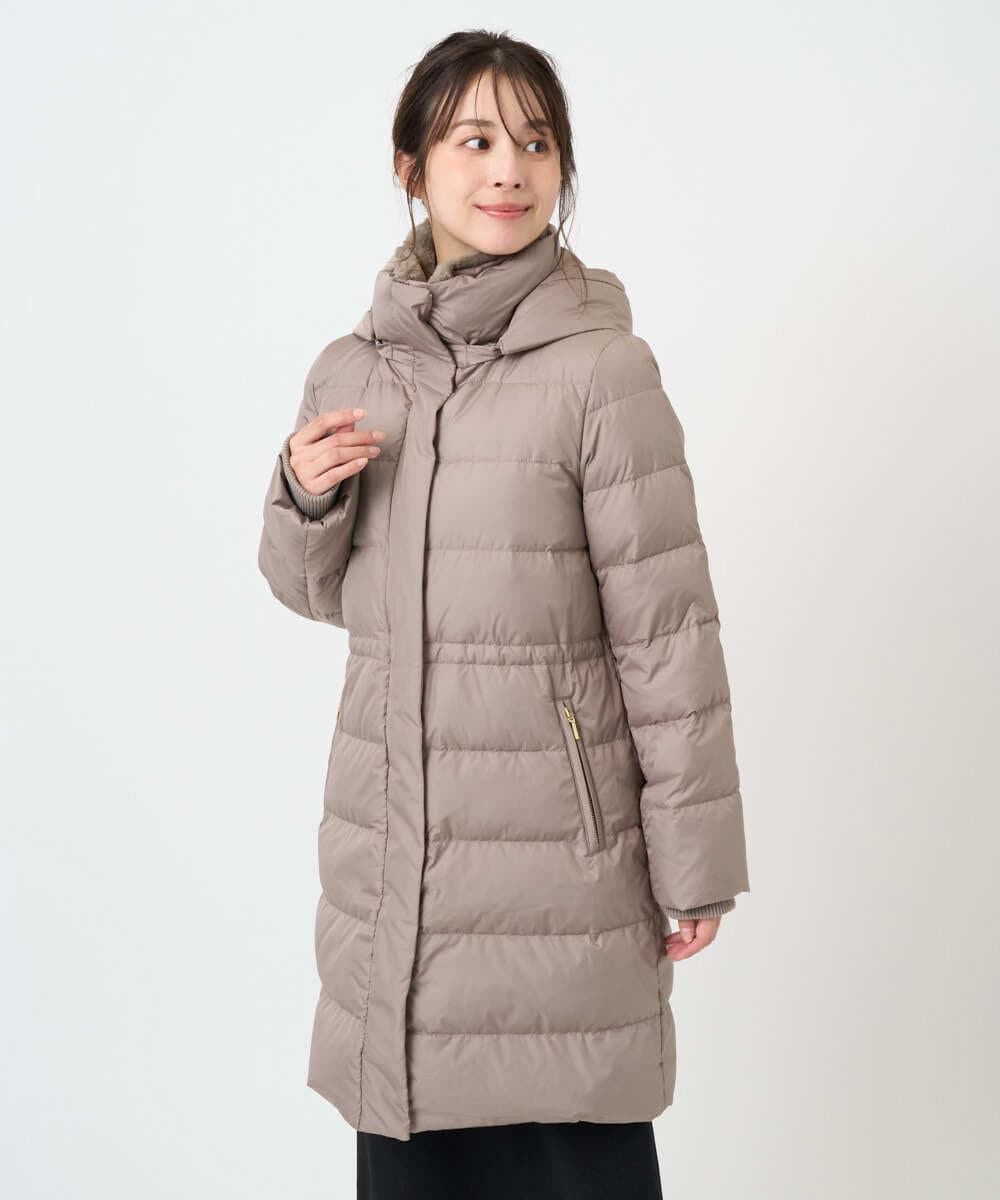 F1VAD50350 MK MICHEL KLEIN(小さいサイズ)(メゾン ドゥ サンク) 【小さいサイズ】ベーシックタフタ ロングダウンコート/撥水加工 モカ