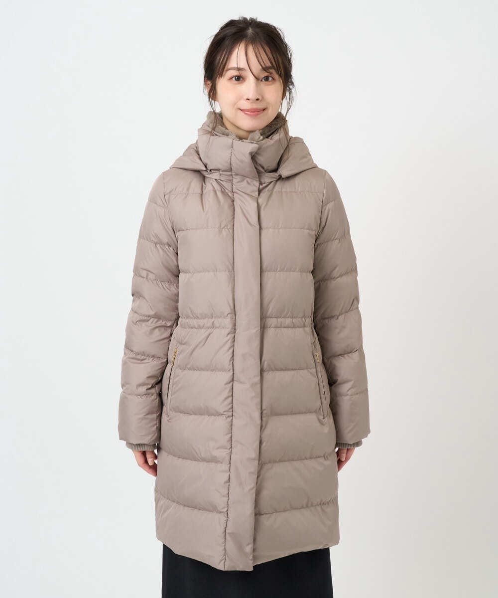 F1VAD50350 MK MICHEL KLEIN(小さいサイズ)(メゾン ドゥ サンク) 【小さいサイズ】ベーシックタフタ ロングダウンコート/撥水加工 モカ