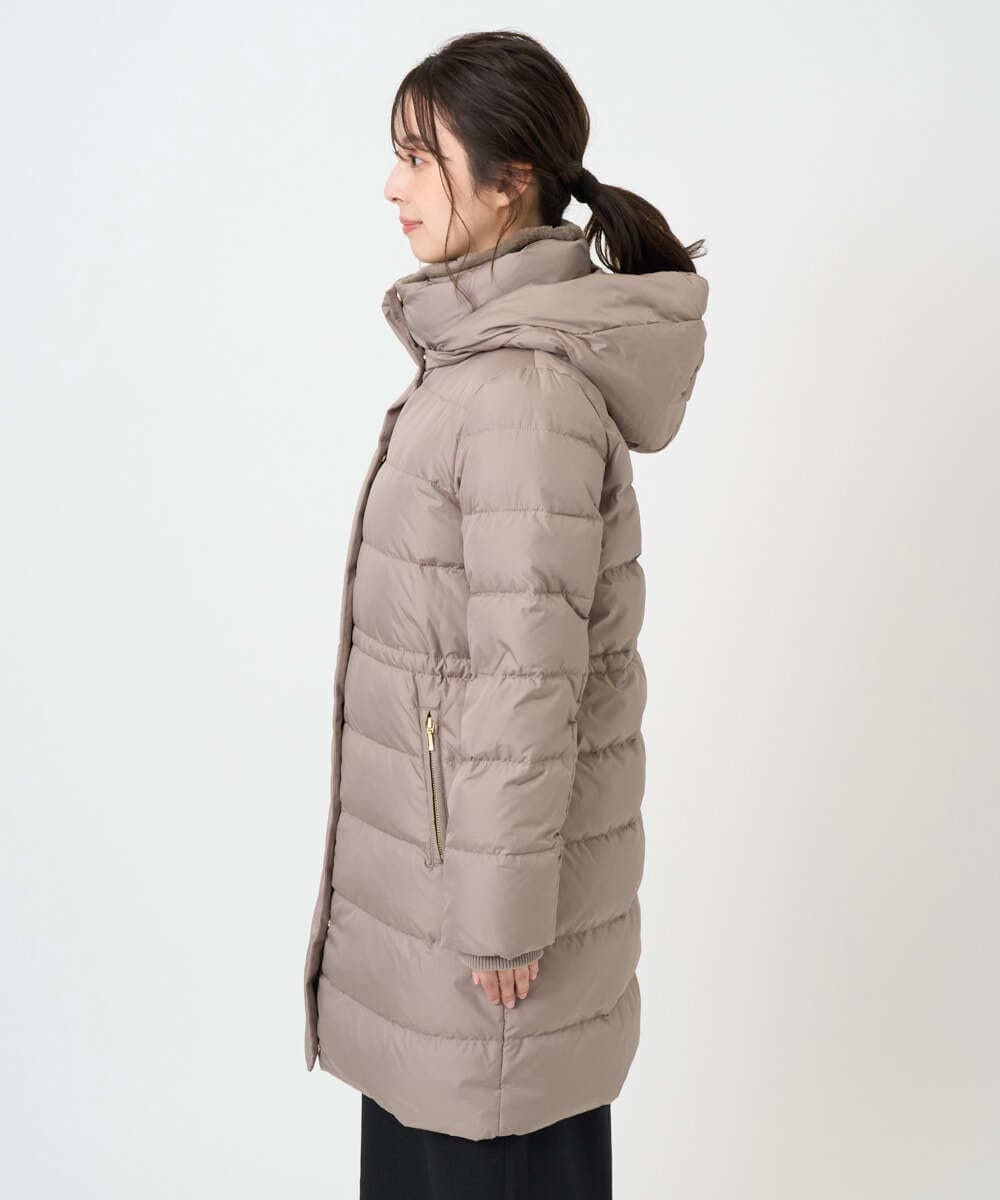 F1VAD50350 MK MICHEL KLEIN(小さいサイズ)(メゾン ドゥ サンク) 【小さいサイズ】ベーシックタフタ ロングダウンコート/撥水加工 モカ