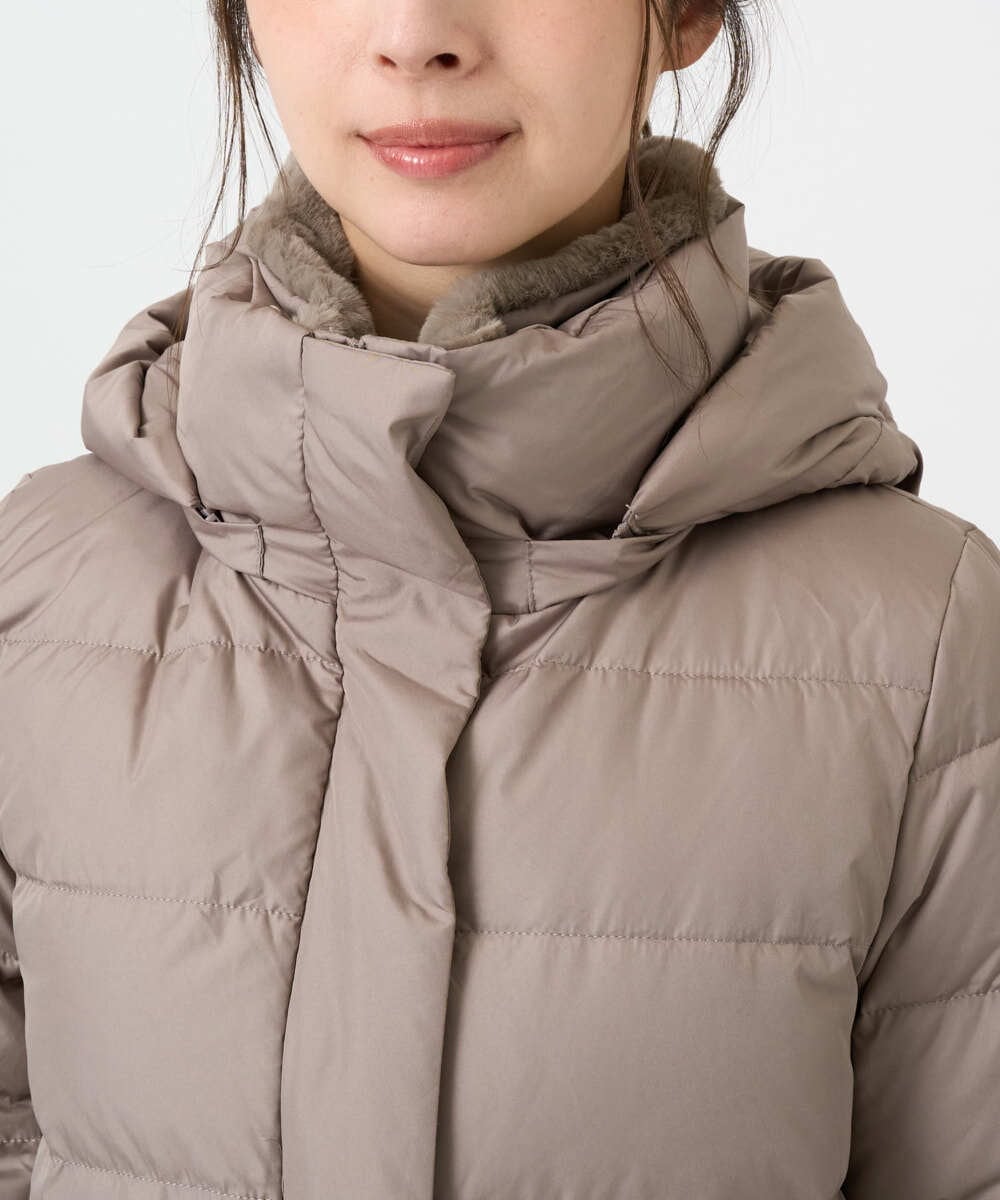 F1VAD50350 MK MICHEL KLEIN(小さいサイズ)(メゾン ドゥ サンク) 【小さいサイズ】ベーシックタフタ ロングダウンコート/撥水加工 モカ