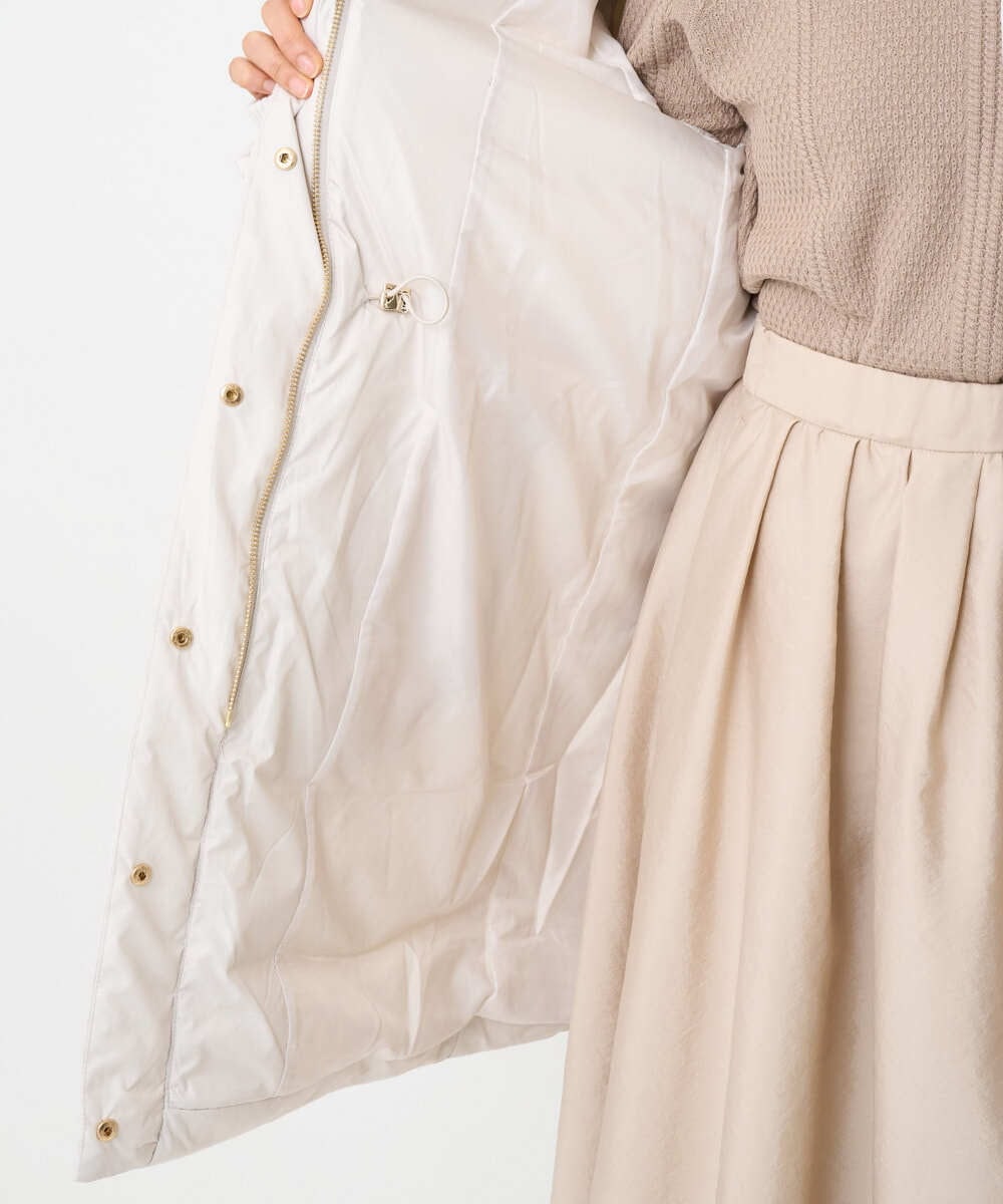 F1VAD50350 MK MICHEL KLEIN(小さいサイズ)(メゾン ドゥ サンク) 【小さいサイズ】ベーシックタフタ ロングダウンコート/撥水加工 モカ