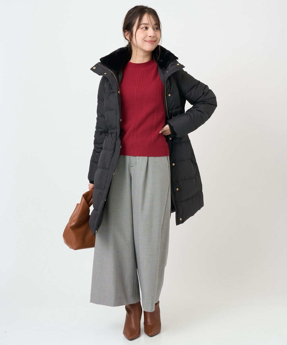 F1VAD50350 MK MICHEL KLEIN(小さいサイズ)(メゾン ドゥ サンク) 【小さいサイズ】ベーシックタフタ ロングダウンコート/撥水加工 モカ