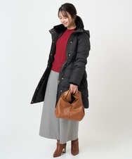 F1VAD50350 MK MICHEL KLEIN(小さいサイズ)(メゾン ドゥ サンク) 【小さいサイズ】ベーシックタフタ ロングダウンコート/撥水加工 モカ